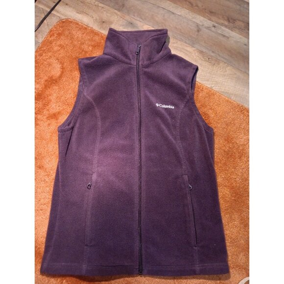 Columbia Benton Springs Fleece Vest Womens Medium Purple Full Zip Pocket Outdoor - Picture 1 of 6